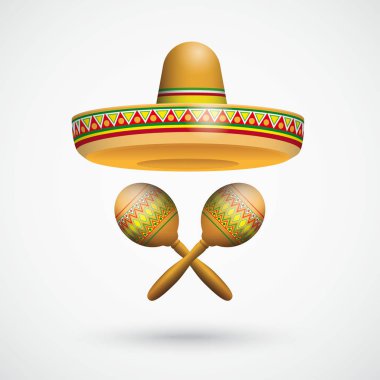 Mexican Ornaments Sombrero and Maracas  clipart