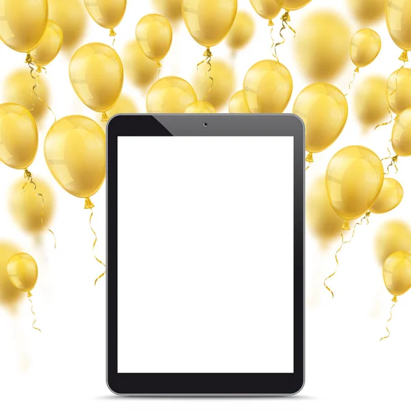Tablet with Golden Balloons