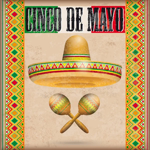 Mexikanska ornament Sombrero och Maracas — Stockfoto