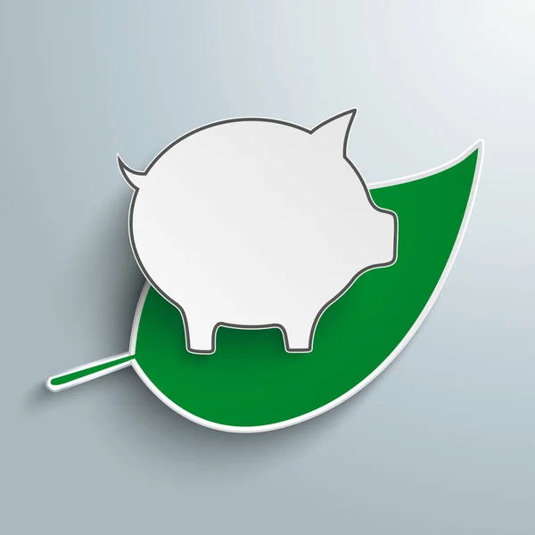 Licença verde com banco porquinho —  Vetores de Stock