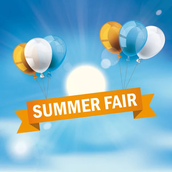Luftballons mit Schleife und Text Sommermesse — Stockvektor