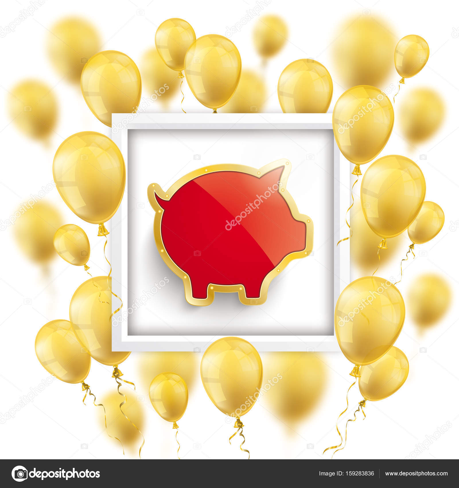 Golden Balloons Frame Piggy Bank Stock Vector Limbi007 159283836 Golden Balloons Frame Piggy Bank Stock Vector