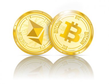 Golden Coins Ethereum Bitcoin Mirror clipart
