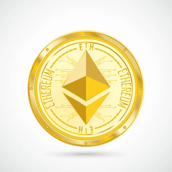 Golden Ethereum Coin — Stock Vector