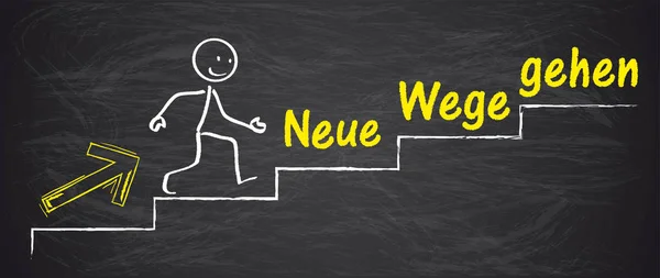 Blackboard Stickman Neue Wege gehen — Stock vektor