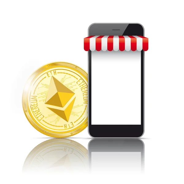 Smartphone Ethereum betaling Online Shop — Stockvector