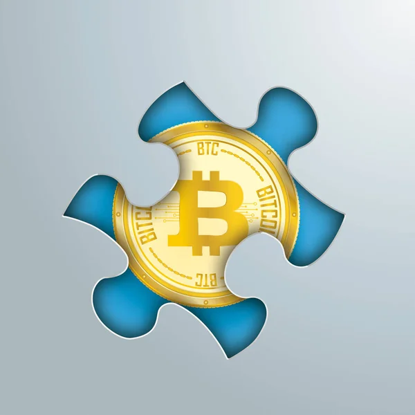 Quebra-cabeça buraco dourado Bitcoin — Vetor de Stock