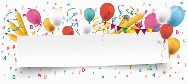 Papier Banner ballonnen Gorzen Letters potloden — Stockvector