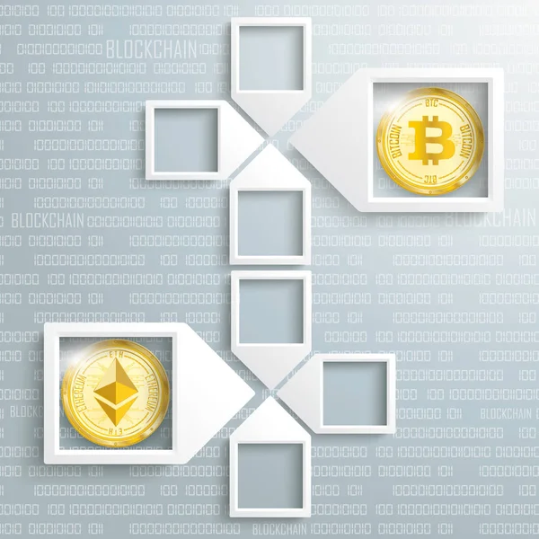 Papel Flecha Marcos Datos Ethereum Bitcoin Blockchain — Vector de stock