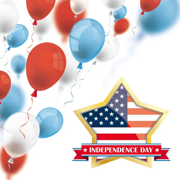 Jour de l'indépendance Golden Star ballons colorés — Image vectorielle