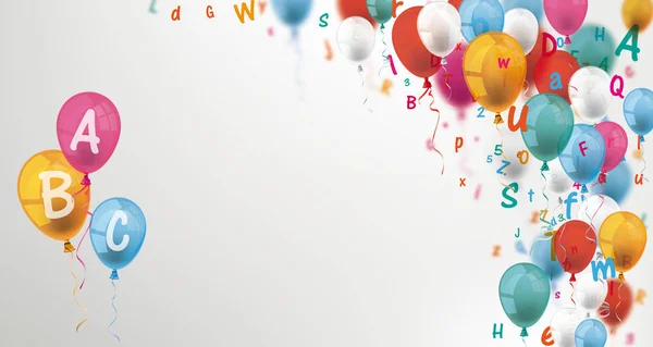 Farbige Buchstaben Luftballons Header abc — Stockvektor