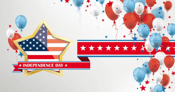 Golden Star Independence Day Balloons Ribbon Header – stockvektor