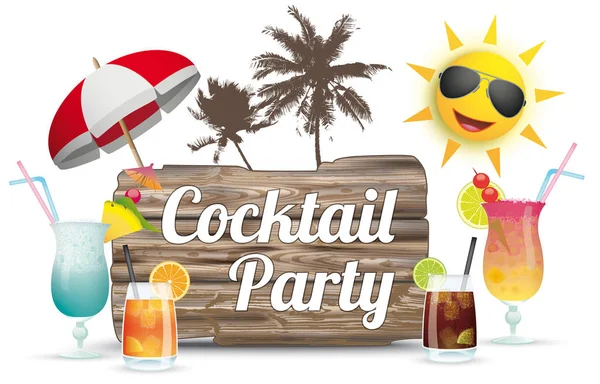 Board med tekst Cocktail Party – Stock-vektor