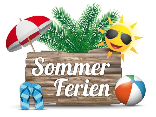 Texte allemand Sommerferien — Image vectorielle