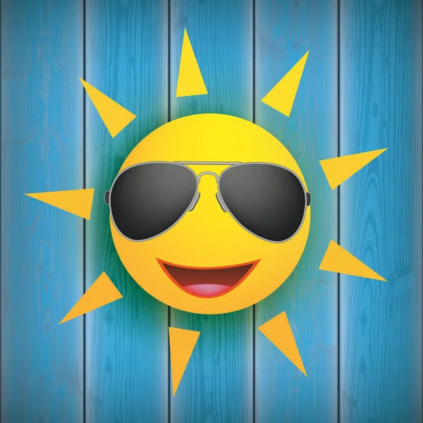 Cara de sol con gafas de sol — Vector de stock