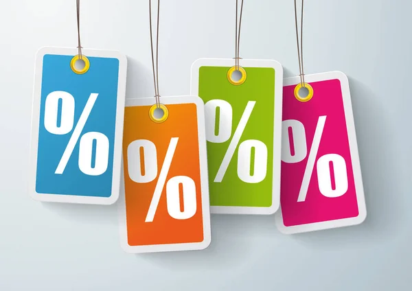 Αυτοκόλλητα χρωματιστά τιμή με percents — Διανυσματικό Αρχείο