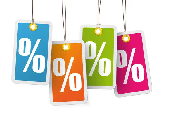 Αυτοκόλλητα χρωματιστά τιμή με percents — Διανυσματικό Αρχείο