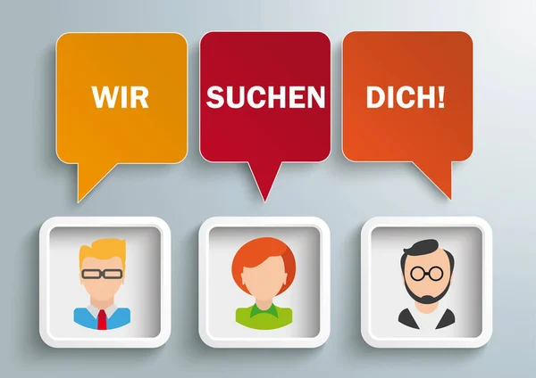 Texto alemão Wir Suchen Dich — Vetor de Stock