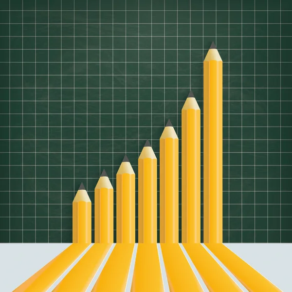 Checked blackboard with pencils chart — Stock Vector