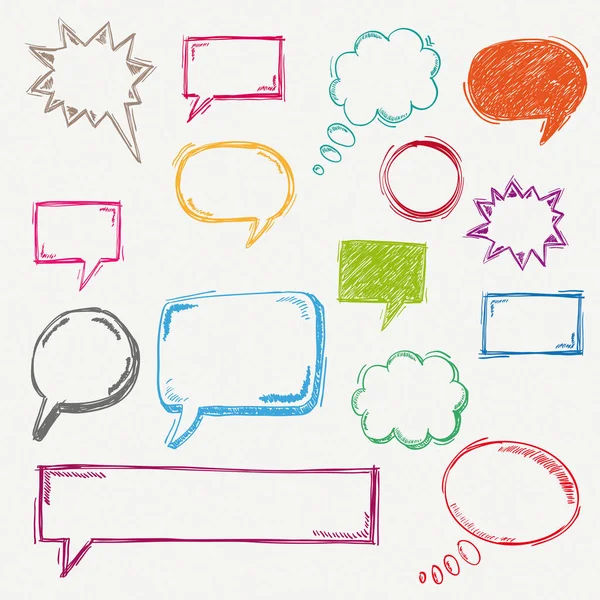 Hand drawn colored speech bubbles — Stock Vector