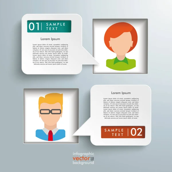 Infographic σχεδιασμό με πρόσωπα και συννεφάκια ομιλίας — Διανυσματικό Αρχείο