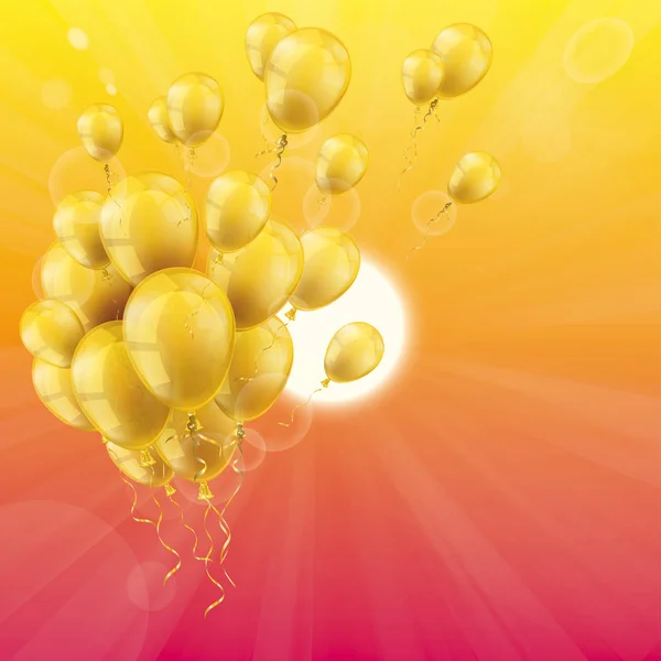 Bunch of golden balloons — Stock Vector