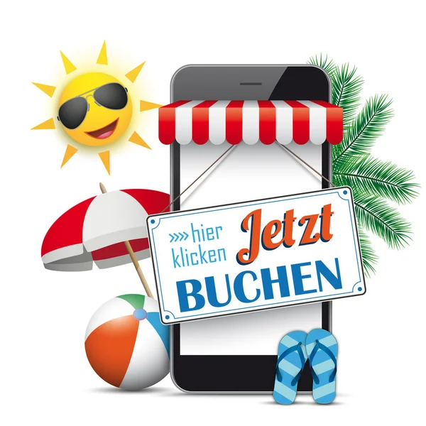 Testo tedesco Jetzt Buchen — Vettoriale Stock