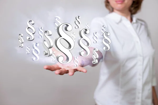 Woman with paragraphs on hand — Stock Photo, Image