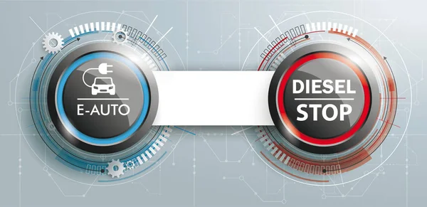 E-car button and button diesel stop — Stock Vector