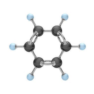 Molecule of benzene on the white. clipart