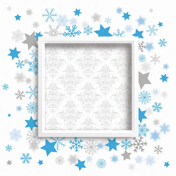 Estrellas de Navidad con marco blanco — Vector de stock