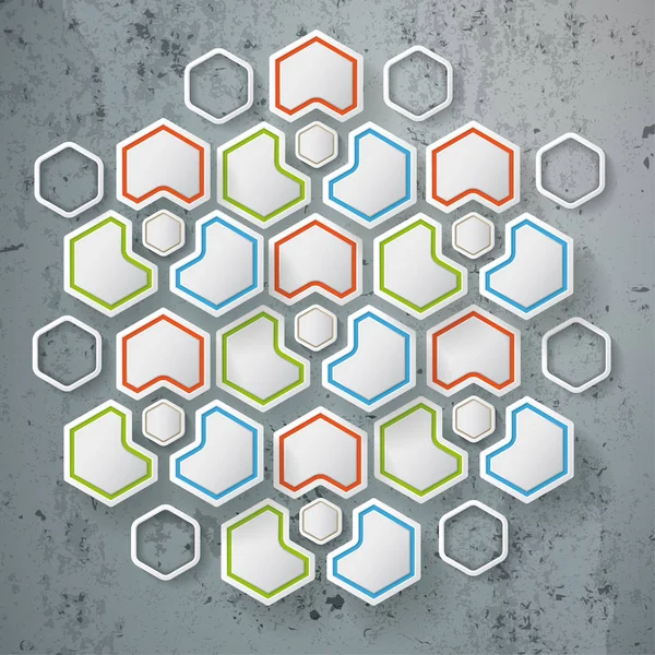 Hexagos blancos con sombras — Vector de stock