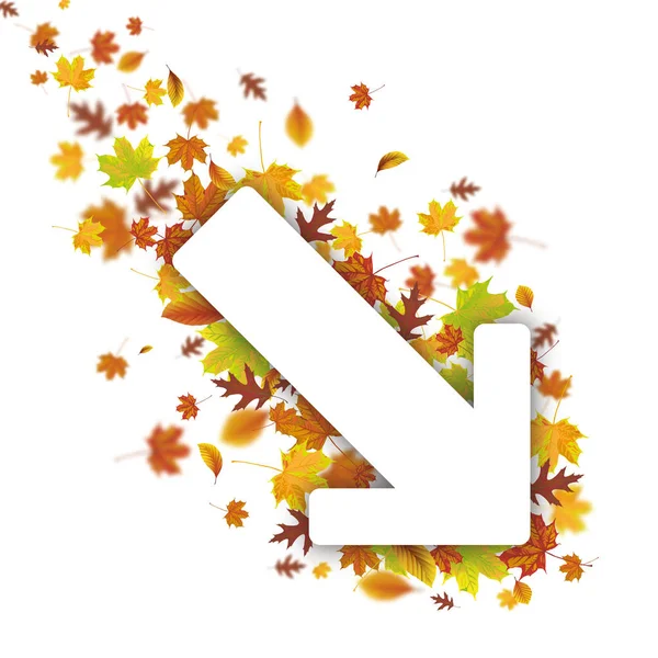 Witboek pijl met autumnf bladeren — Stockvector