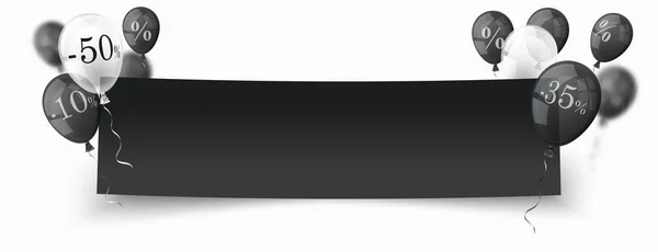 Disount 風船と黒い紙のバナー — ストックベクタ