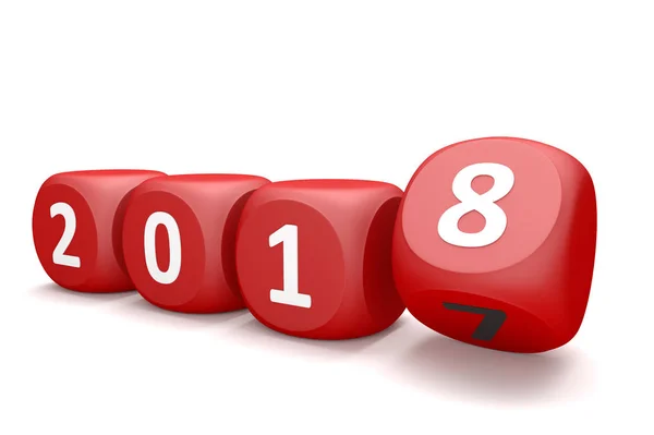 Red cubes with numbers 2018 — Stock Photo, Image