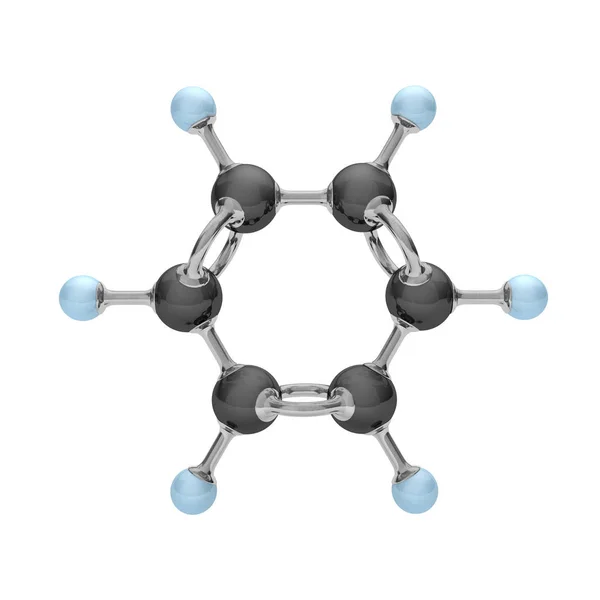 Molecule van benzeen op de witte. — Stockfoto