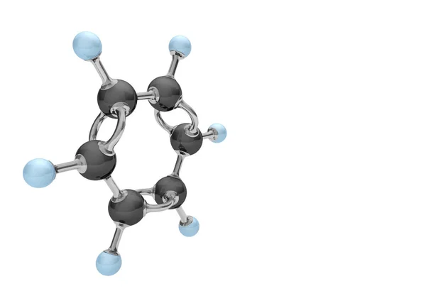 Molecule van benzeen op de witte. — Stockfoto