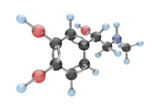 Molécula de adrenalina no branco — Fotografia de Stock
