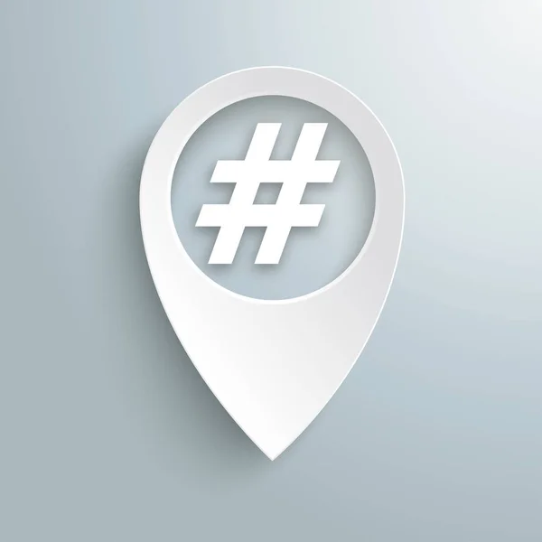 White Location Marker Hashtag — Stock Vector