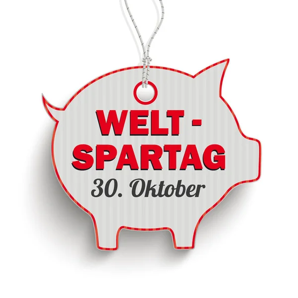 Preisaufkleber Rotes Sparschwein Weltspartag 30. Oktober — Stockvektor