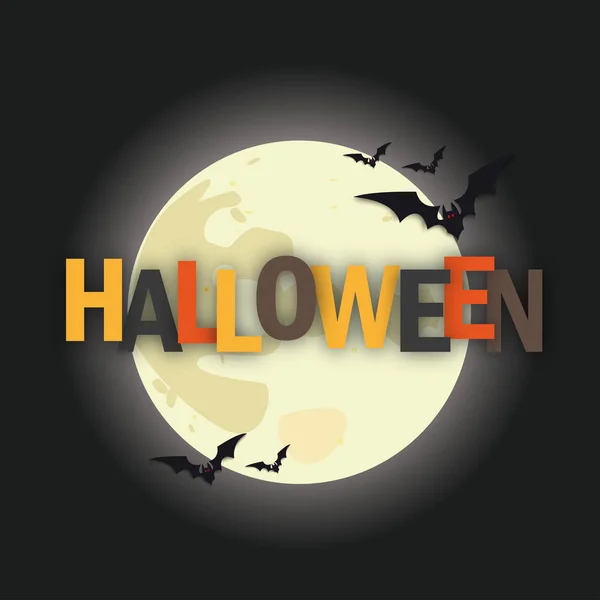 Chauves-souris de pleine lune Halloween — Image vectorielle