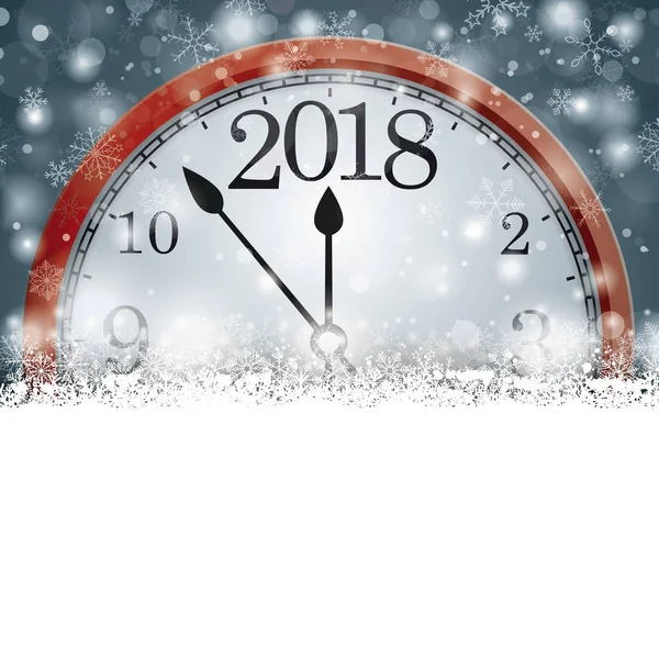 Серая рождественская открытка Cover Winter Snowflakes Clock 2018 — стоковый вектор