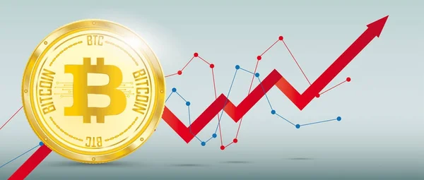 Golden Bitcoin Croissance Graphique — Image vectorielle