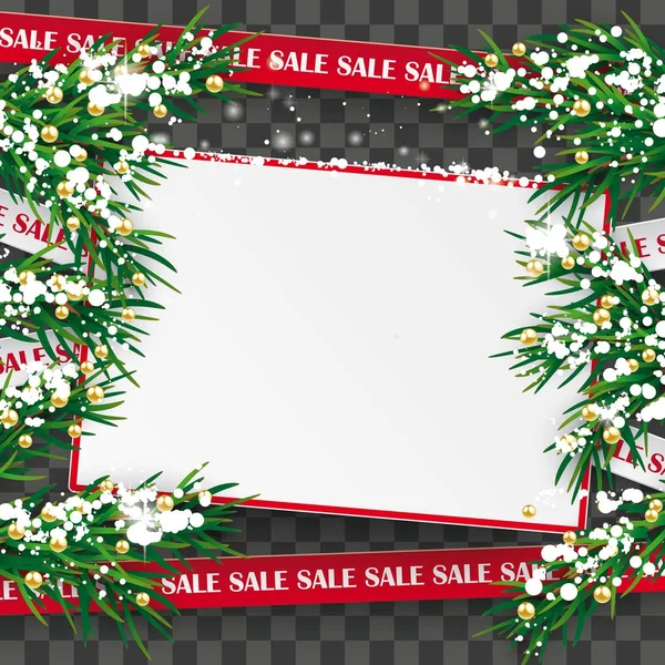 Venta de Navidad Verde ramitas Junta de nieve transparente — Vector de stock