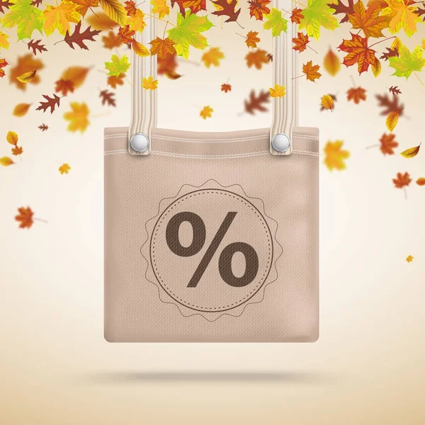 Brun handväska väska procent hösten bladverk — Stock vektor