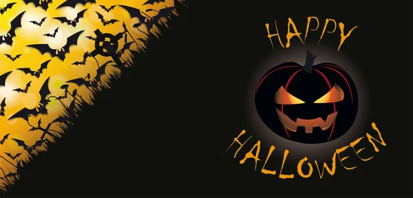 Negro murciélagos Halloween Header — Vector de stock