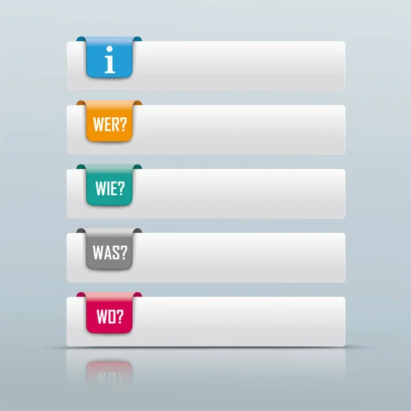 5 barevné karty zrcadlo Wer Wie byl Wo — Stockový vektor