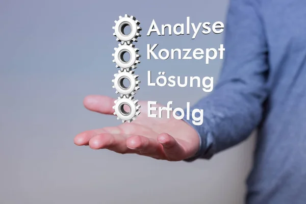 Duitse Tekst Analyse Konzept Loesung Erfolg Vertalen Analyse Concept Oplossing — Stockfoto