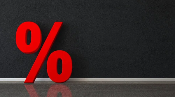 Red Percent Black Wall Illustration — Stock Photo, Image