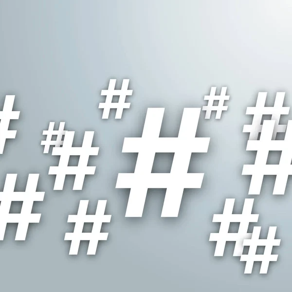 White Hashtag Symbols Gray Background Eps Vector File — Stock Vector